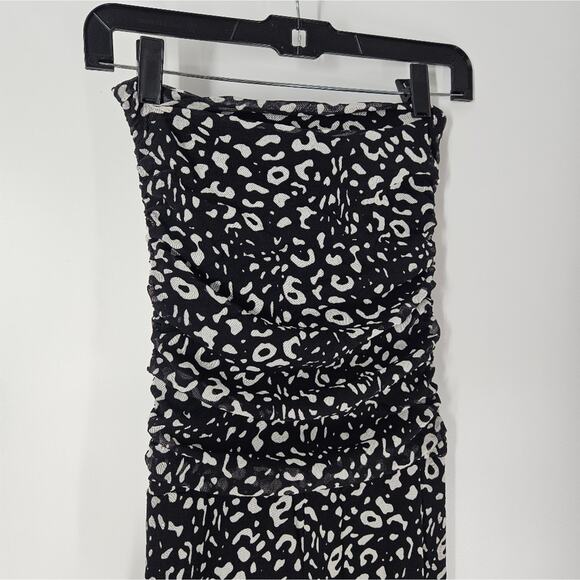 Fuzzi Black White Cheetah Print Strapless Rouched Jumpsuit M - Picture 3 of 9